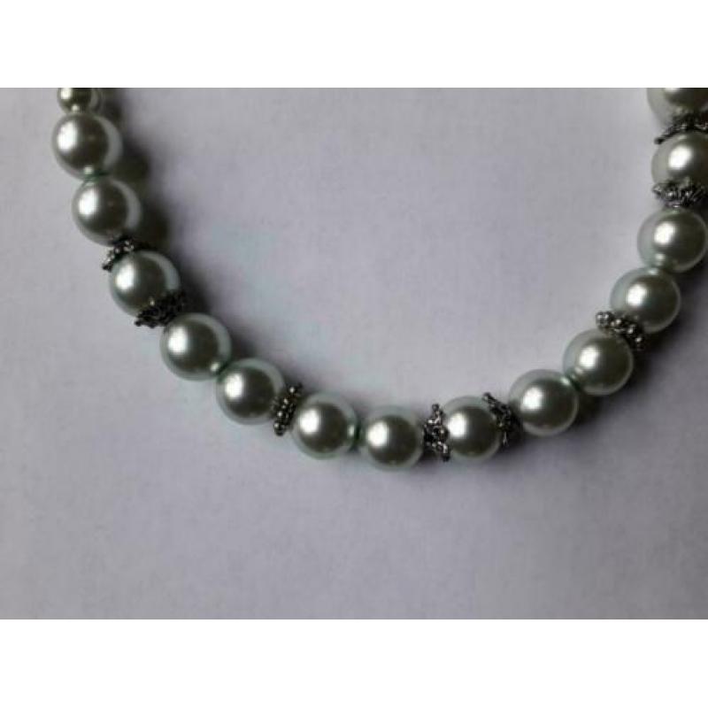 Handgemaakte ketting in zeegroen met halfedelstenen armband