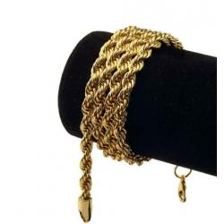 18K goud verguld touwketting lengte 70 cm