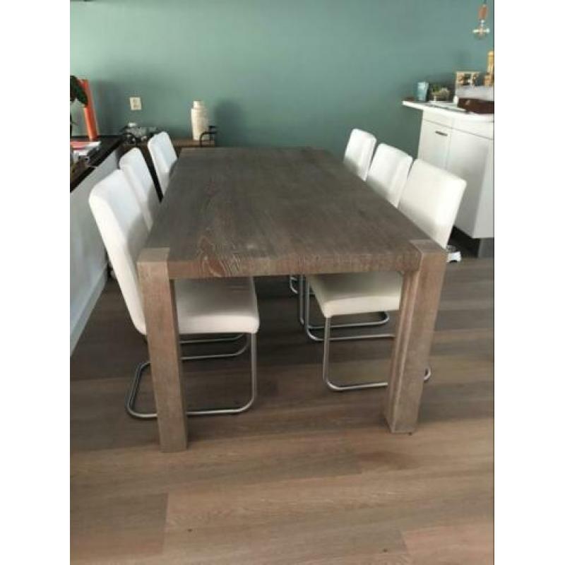 Grijs eiken eettafel 1.90x1.00 meter
