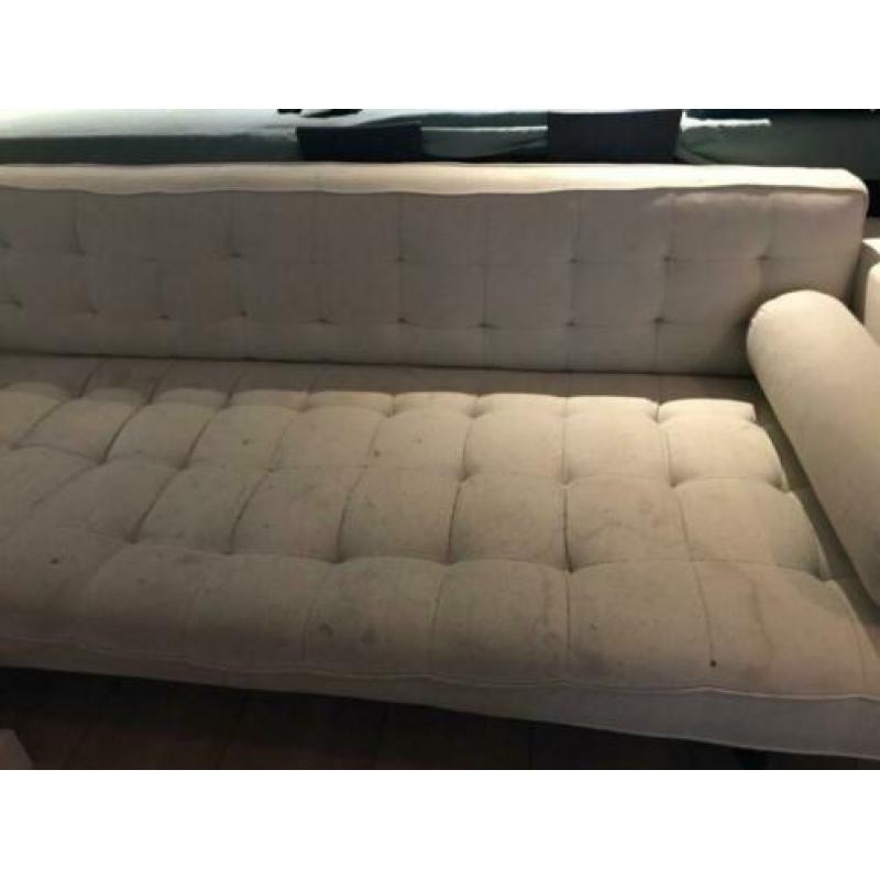 Strakke witte 3 zitsbank van stof - gratis