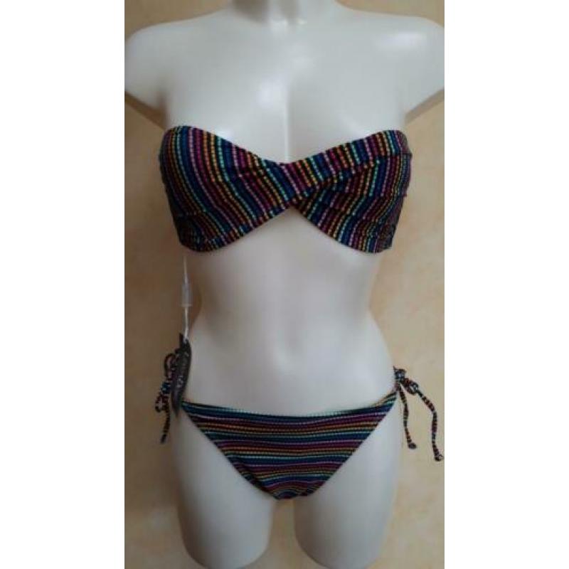 36C Nieuw gestreept strapless bikini LingaDore, 36 C slip 42