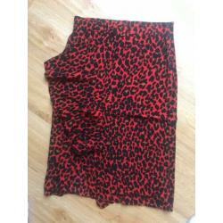 Rode Leopard rok Zara maat M
