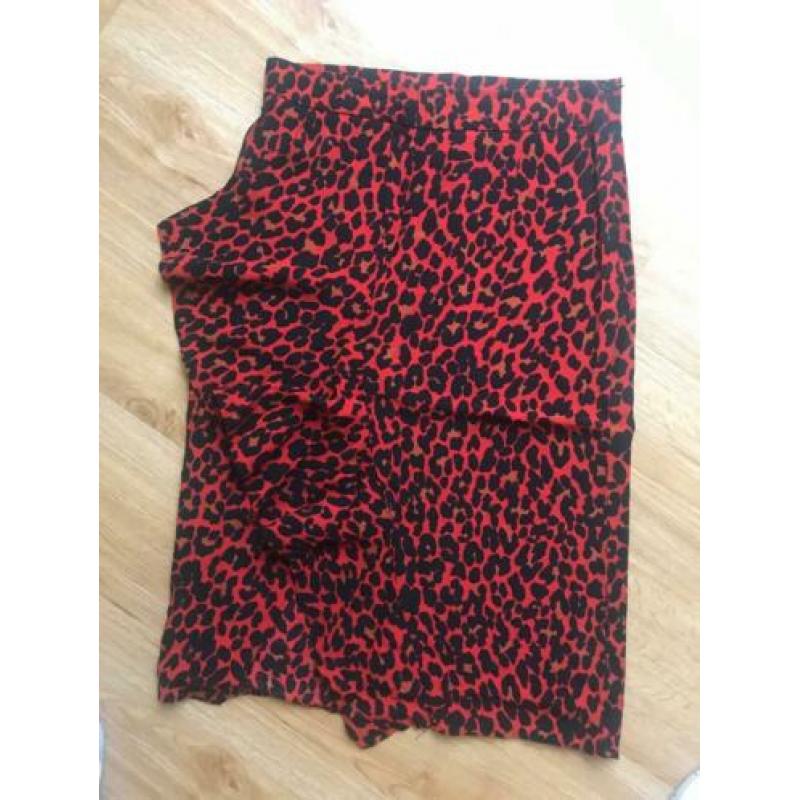 Rode Leopard rok Zara maat M