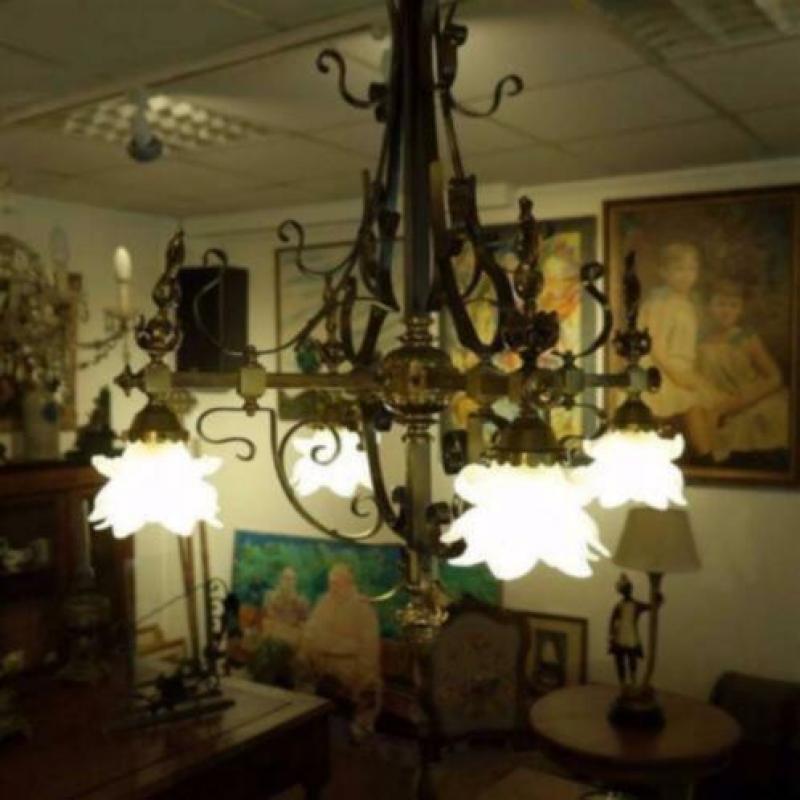 Bronzen hanglamp met vier lichtpunten