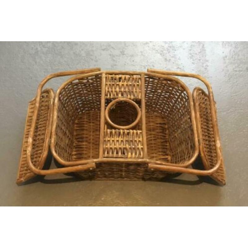 Vintage rotan picknickmand rieten picknickmand