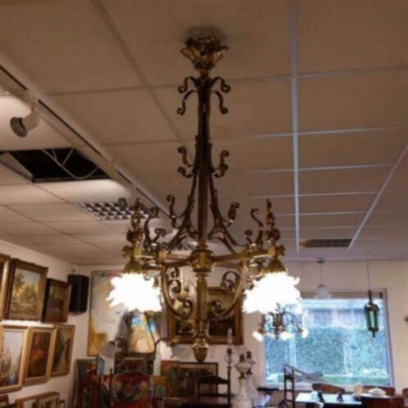 Bronzen hanglamp met vier lichtpunten