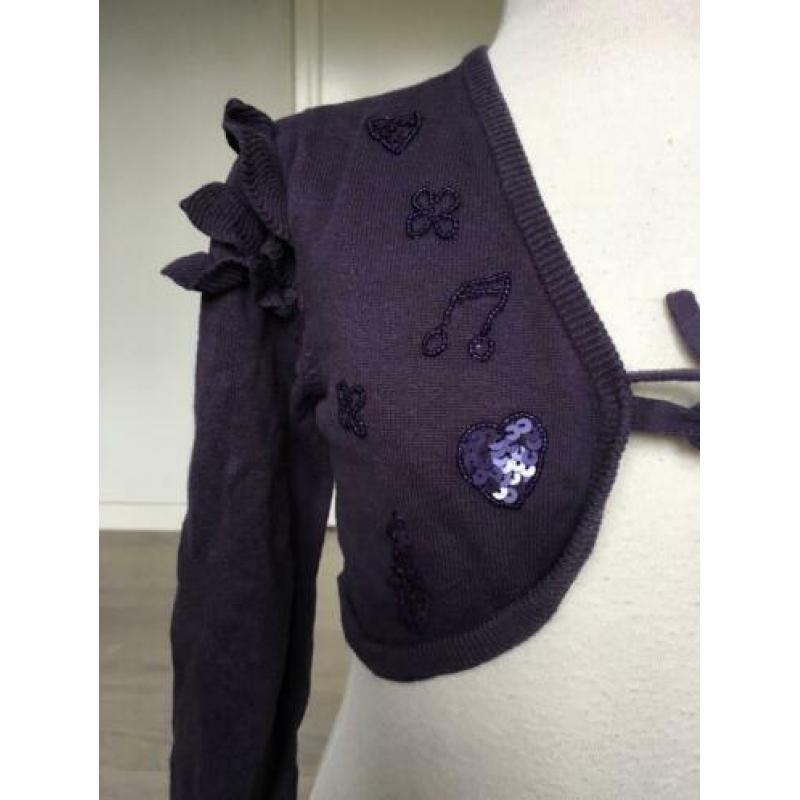 MARYBEL bolero vestje paars, zeer netjes mt 128 D5
