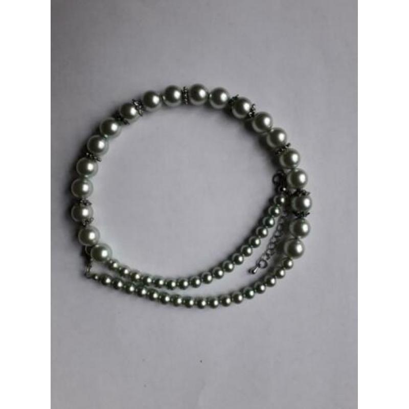 Handgemaakte ketting in zeegroen met halfedelstenen armband