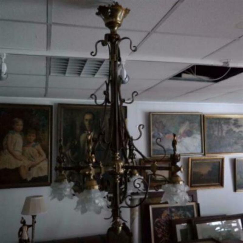 Bronzen hanglamp met vier lichtpunten