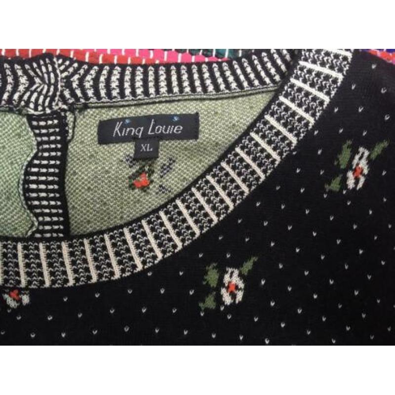 King louie xl lichte gebreide jurk retro vintage 44 zwart nw
