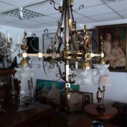 Bronzen hanglamp met vier lichtpunten