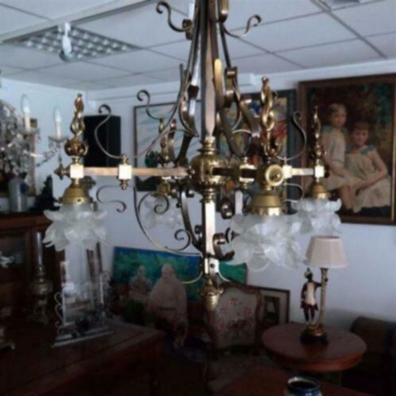 Bronzen hanglamp met vier lichtpunten
