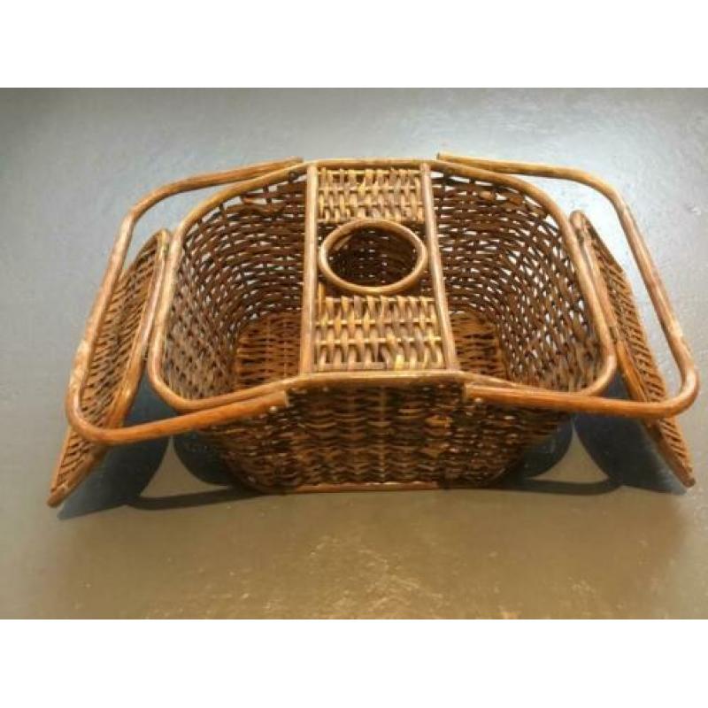 Vintage rotan picknickmand rieten picknickmand