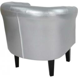 Kuipstoel + hocker chesterfield look zilver GRATIS BEZORGD!