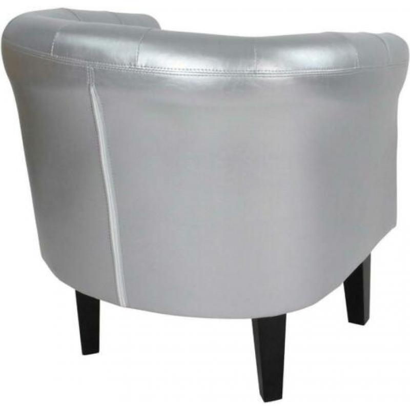 Kuipstoel + hocker chesterfield look zilver GRATIS BEZORGD!