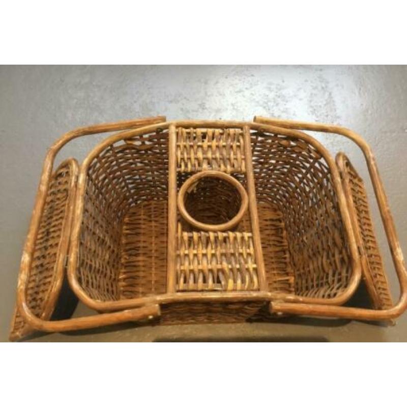 Vintage rotan picknickmand rieten picknickmand
