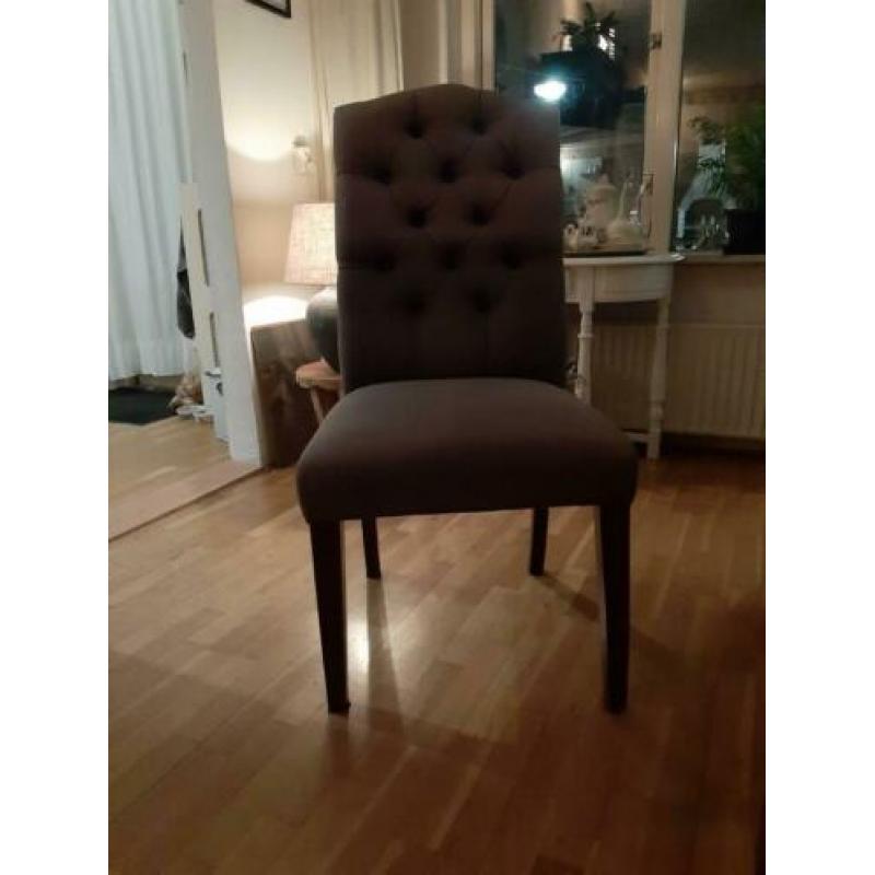 6 gecapitonneerde landelijke eetkamerstoelen