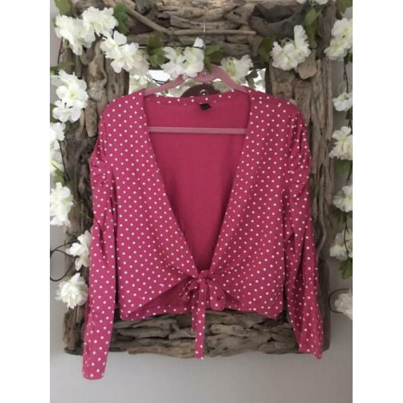 ?? Yoek knoopvestje roze polkadots 44-46