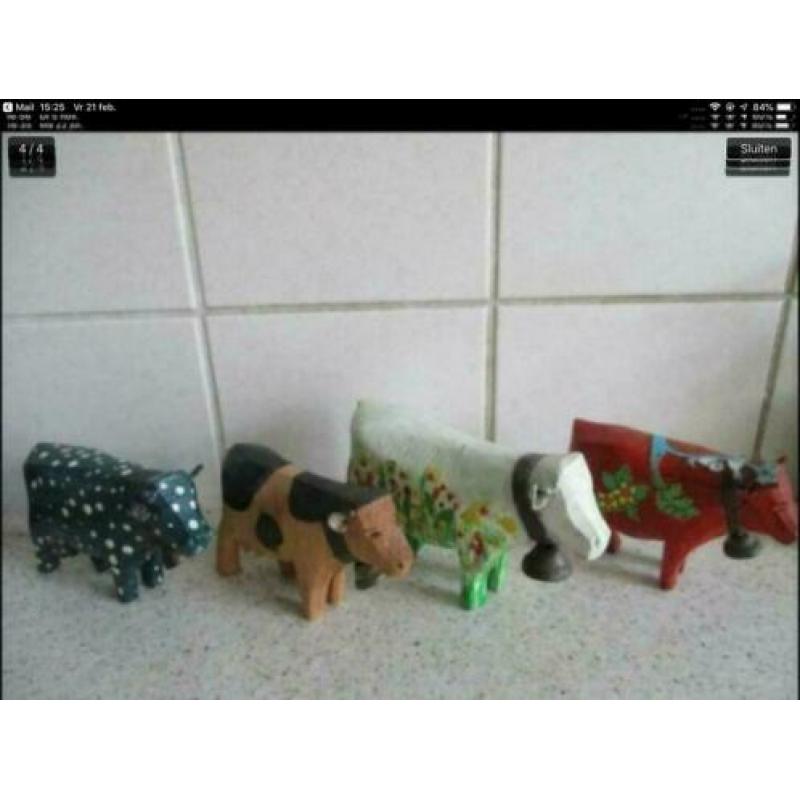 4 houten koeien