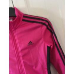 Adidas trainingsjasje mt 152 roze zwart