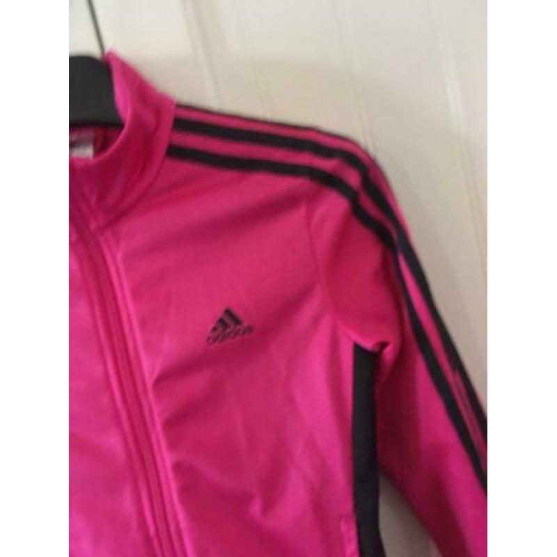 Adidas trainingsjasje mt 152 roze zwart