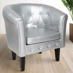 Kuipstoel + hocker chesterfield look zilver GRATIS BEZORGD!
