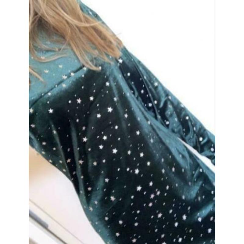 Jurk rood groen zwart velvet fluweel jurkje zilver velours
