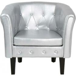 Kuipstoel + hocker chesterfield look zilver GRATIS BEZORGD!