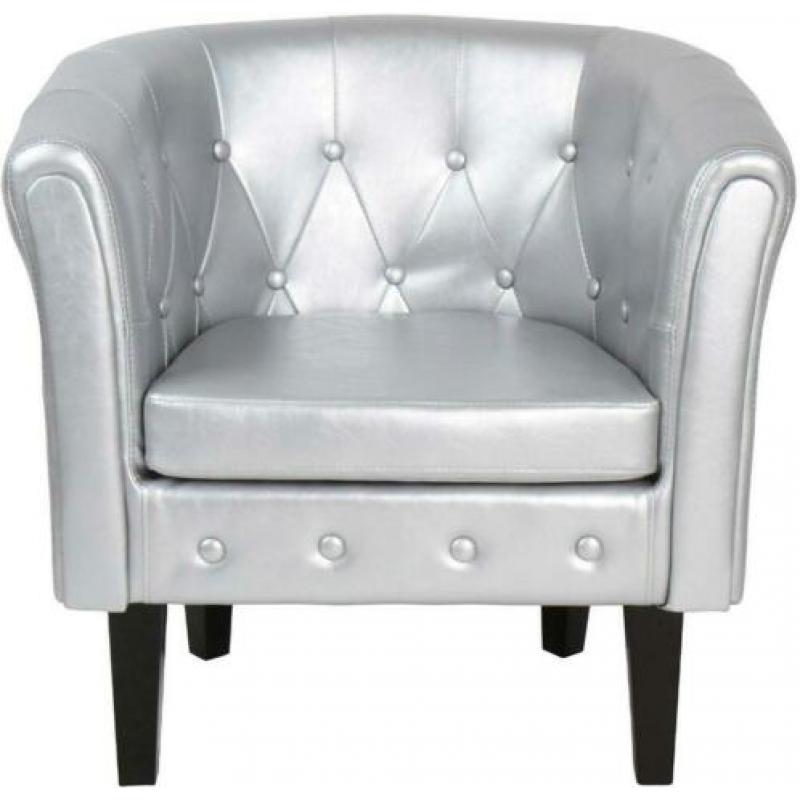 Kuipstoel + hocker chesterfield look zilver GRATIS BEZORGD!