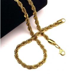 18K goud verguld touwketting lengte 70 cm