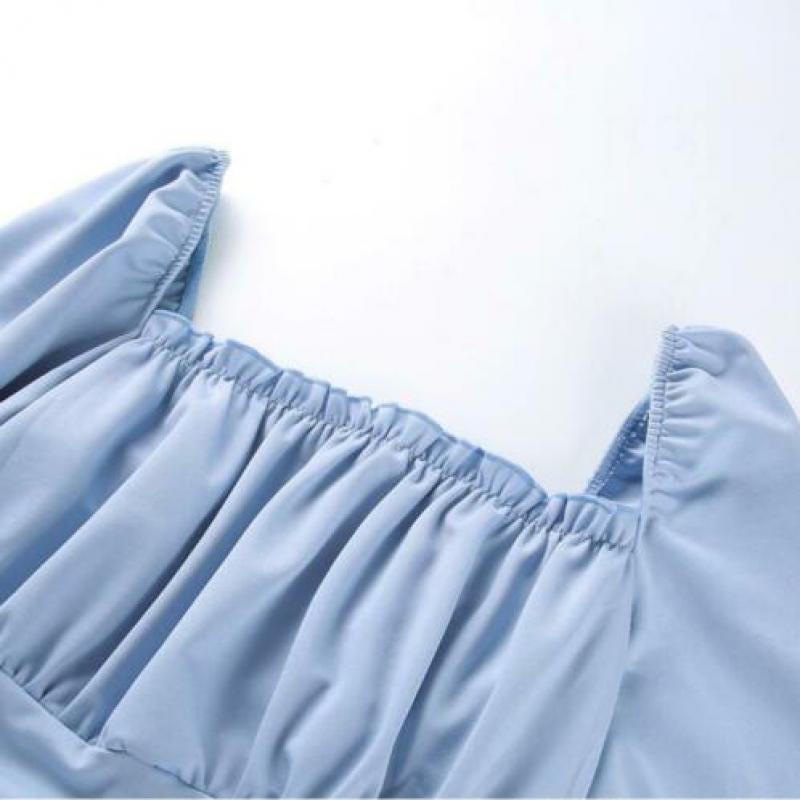 Blauwe dames bodysuit jumpsuit romper S M L 34 36 38