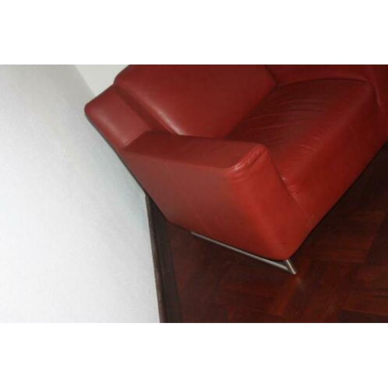CLOAK design fauteuil d.rood leer , robuust , kwaliteit , nw