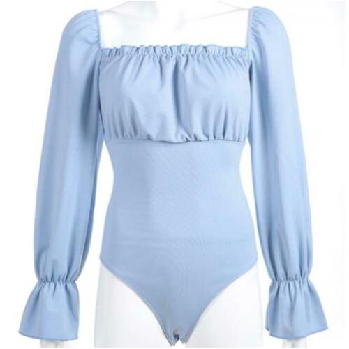 Blauwe dames bodysuit jumpsuit romper S M L 34 36 38