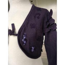 MARYBEL bolero vestje paars, zeer netjes mt 128 D5