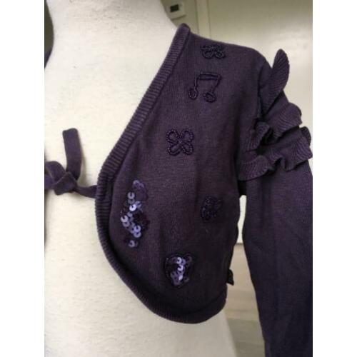 MARYBEL bolero vestje paars, zeer netjes mt 128 D5