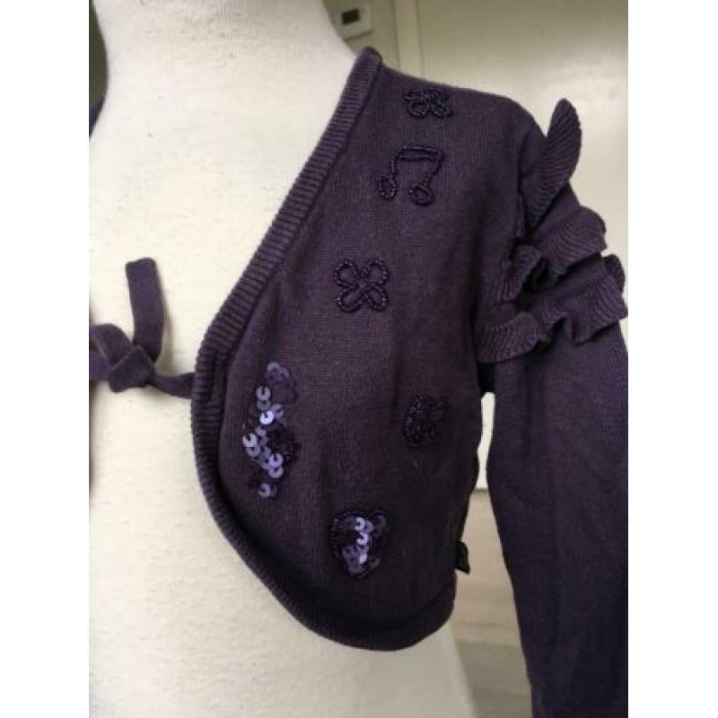 MARYBEL bolero vestje paars, zeer netjes mt 128 D5