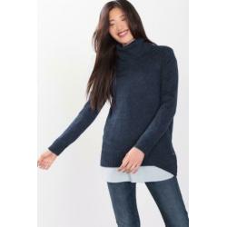 Esprit navy wollen asymmetrische trui coltrui schuine zoom S