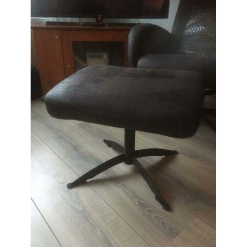 Relaxstoel stoel relax fauteuil + voetenbank antraciet grijs