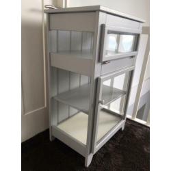 ==Bijna Nieuw== Kast vitrine kast hout glas grijs roomwit