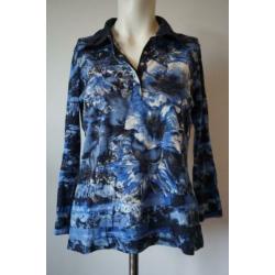 GERRY WEBER Prachtig Shirt in Blauwtinten met Kraagje 38 M