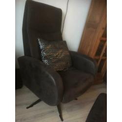 Relaxstoel stoel relax fauteuil + voetenbank antraciet grijs