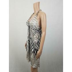 Marc Cain Marccain tijgerprint halter jurk luxe maat 34 zgan