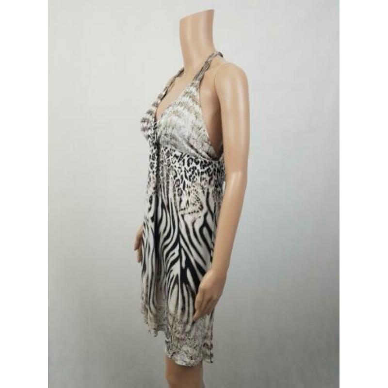 Marc Cain Marccain tijgerprint halter jurk luxe maat 34 zgan
