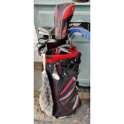 Golfset: Titleist, Legend, Mizuno, Callaway, Benross, troley