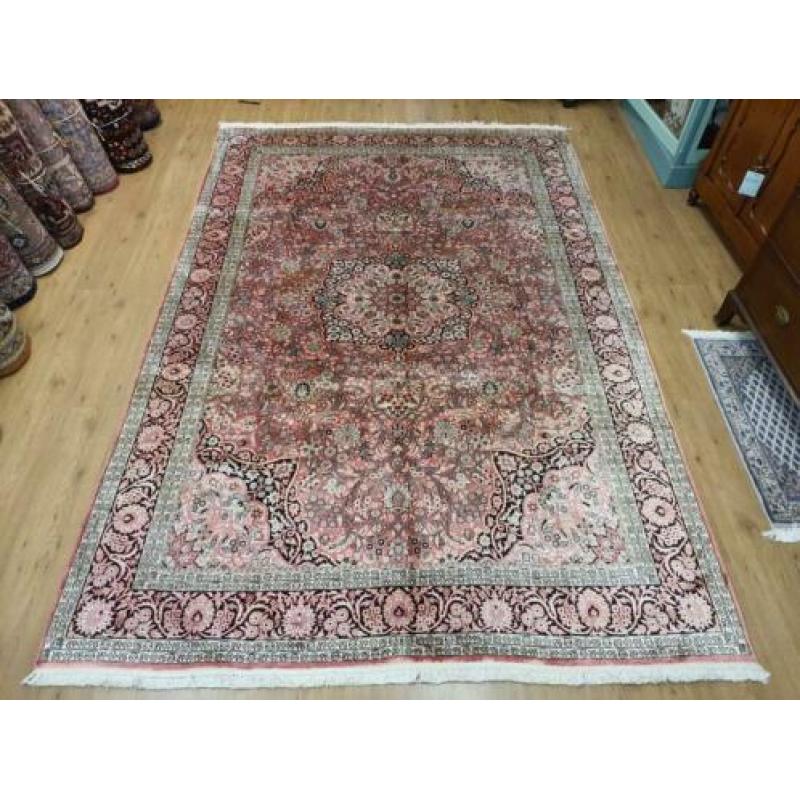 Vintage handgeknoopt perzisch tapijt zijde 326x211