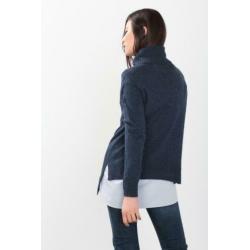 Esprit navy wollen asymmetrische trui coltrui schuine zoom S