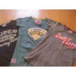 3 X Super Dry t-shirt/top maat 36/38 grijs/groen zgan