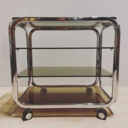 Jaren 70 80 vintage trolley chroom en rookglas