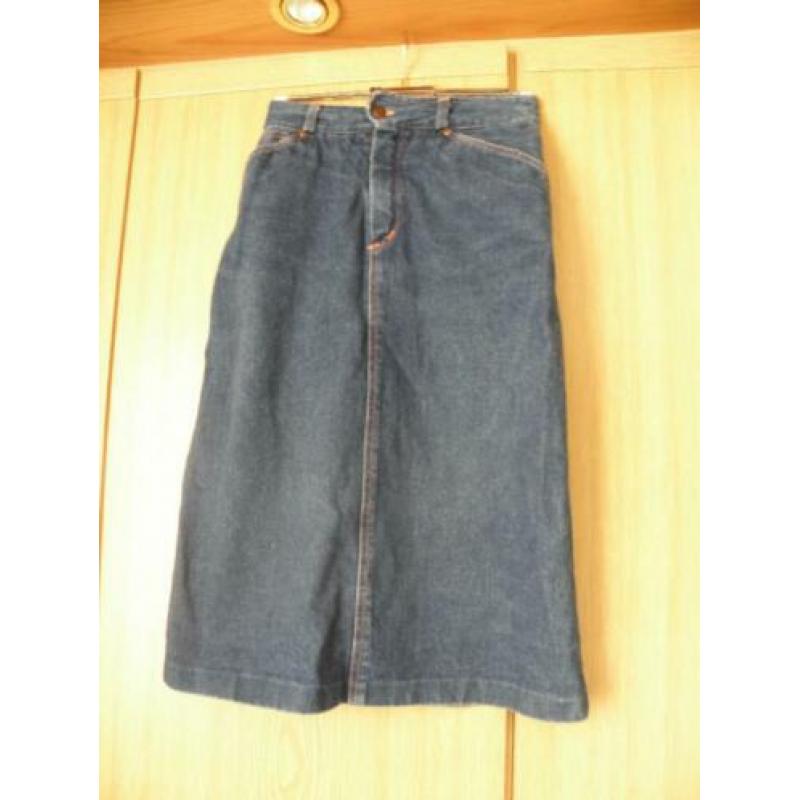 Stevige lange blauwe jeans rok BOBOS 32 XXS prima staat