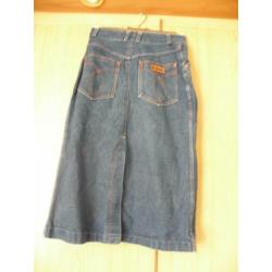 Stevige lange blauwe jeans rok BOBOS 32 XXS prima staat